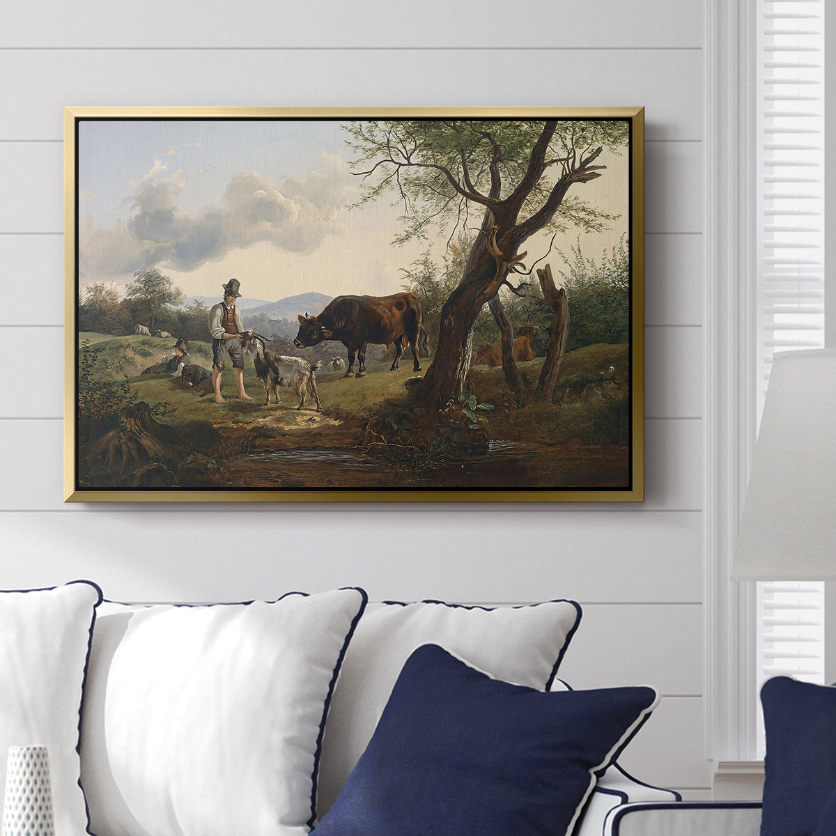 Shepherd with Billy Goat, c. 1830 - Floater Framed Canvas Print