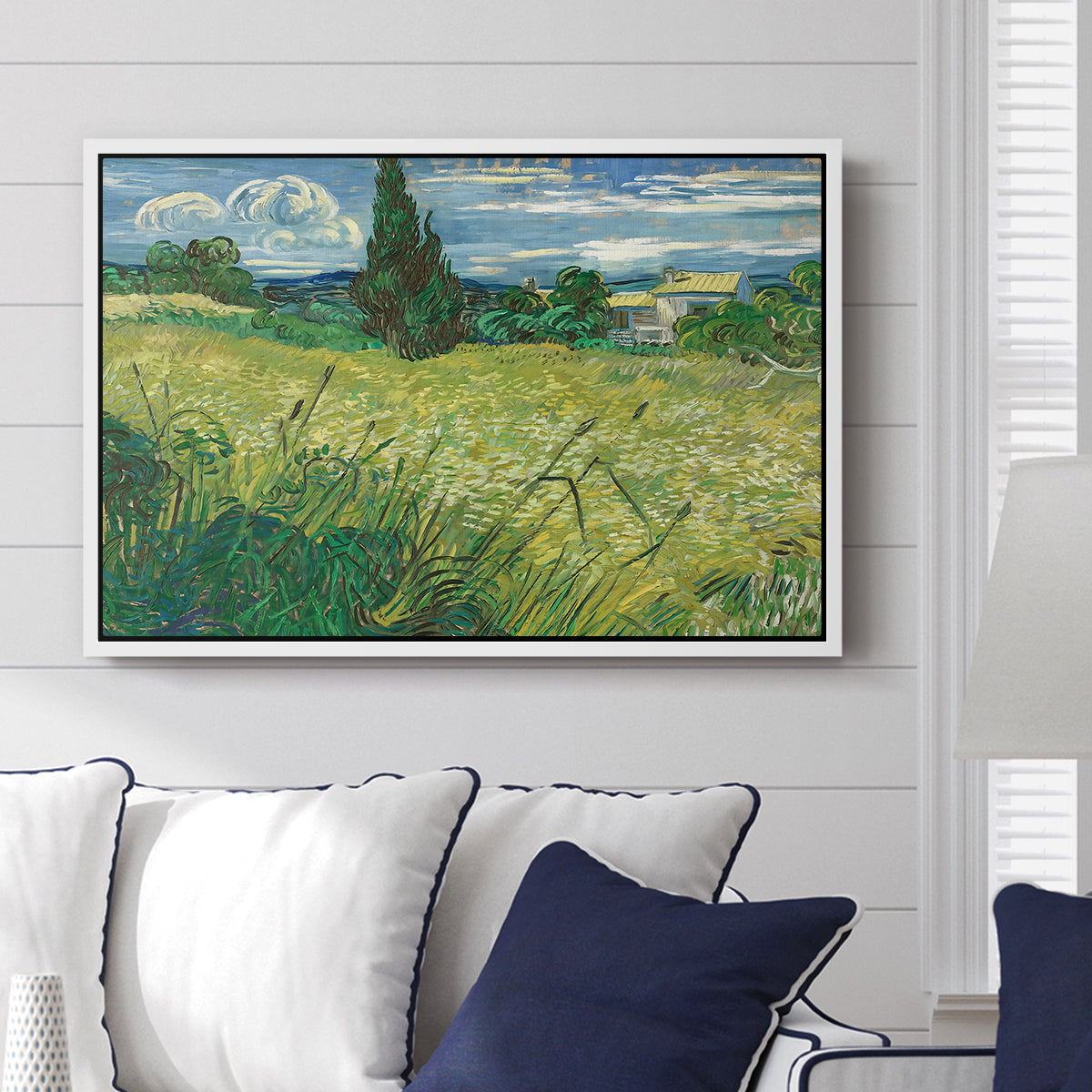 Green Wheat Field with Cypress, 1889 - Floater Framed Canvas Print