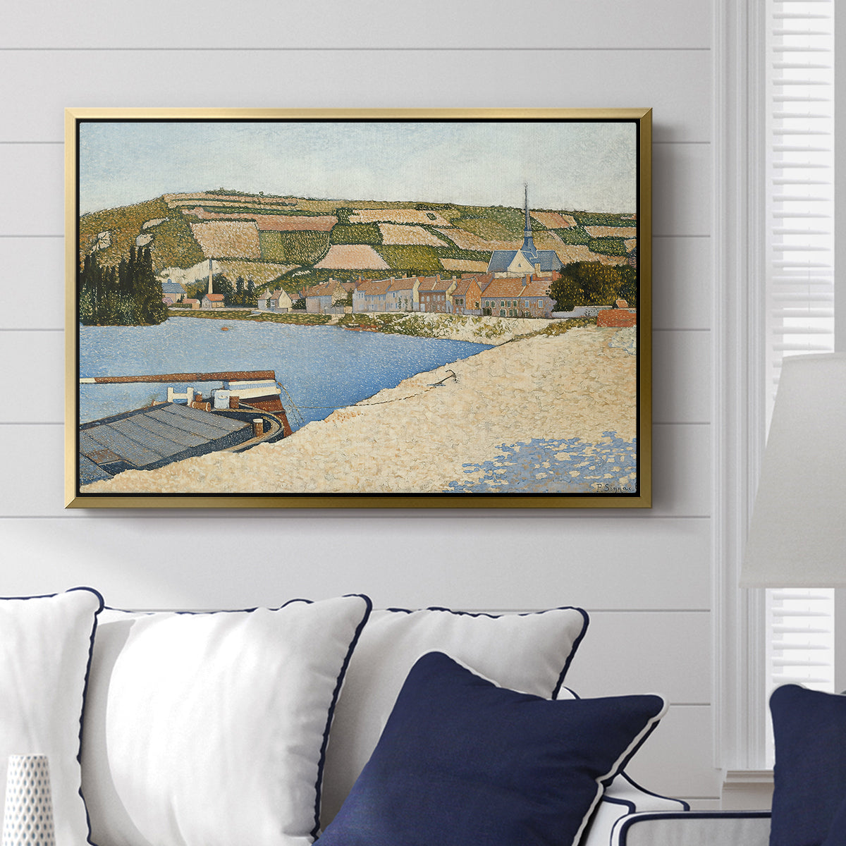 The Riverbank, Les Andelys, 1886 - Floater Framed Canvas Print