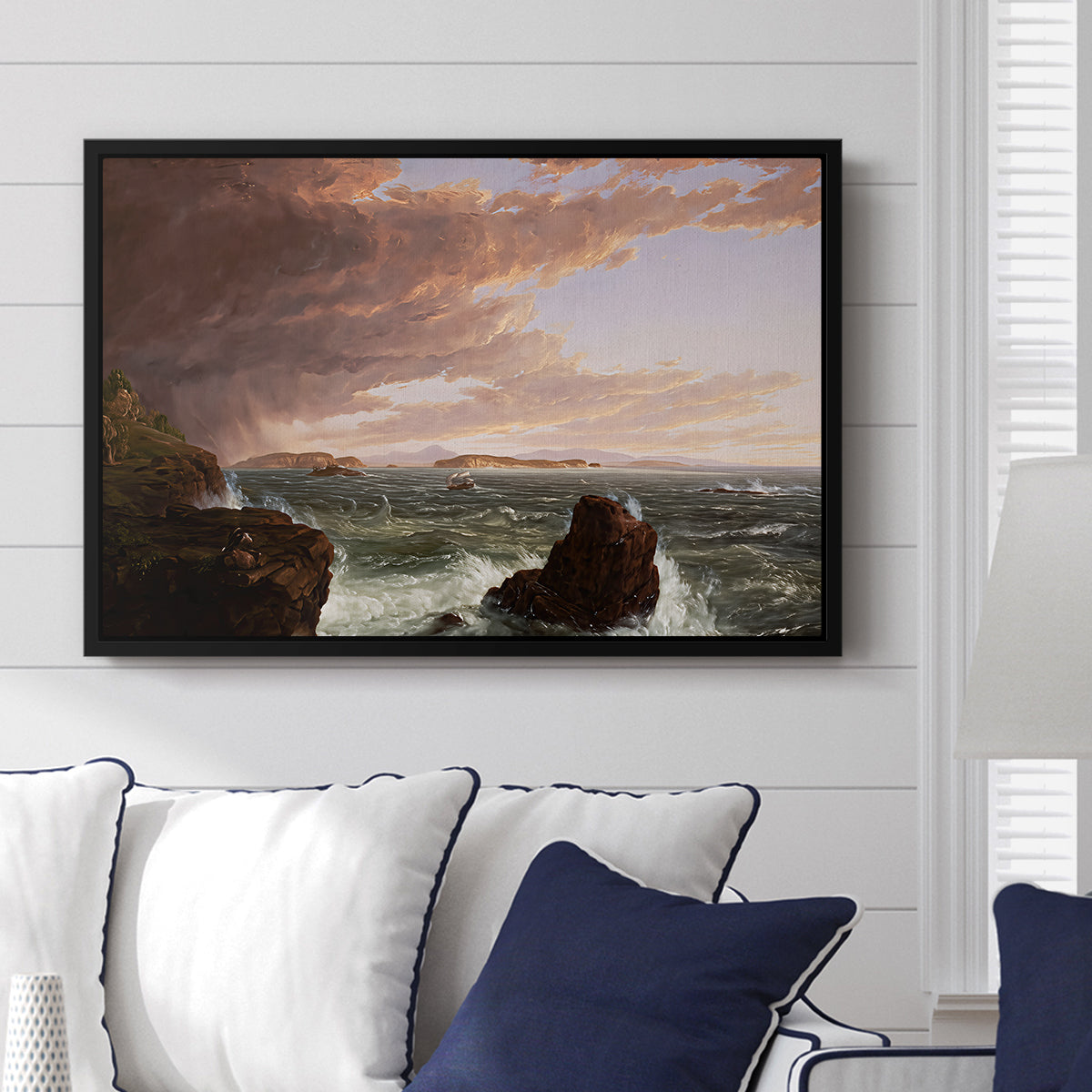 Views Across Frenchman's Bay from Mt. Desert Island, After a Squall, 1845 - Floater Framed Canvas Print