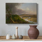 Canvas art print featuring a romantic landscape combining wilderness and cultivated land, styled above a decorative console