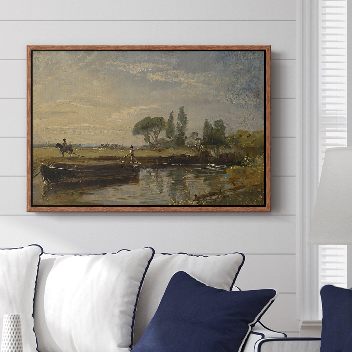 Barge below Flatford Lock, c. 1810 - Floater Framed Canvas Print