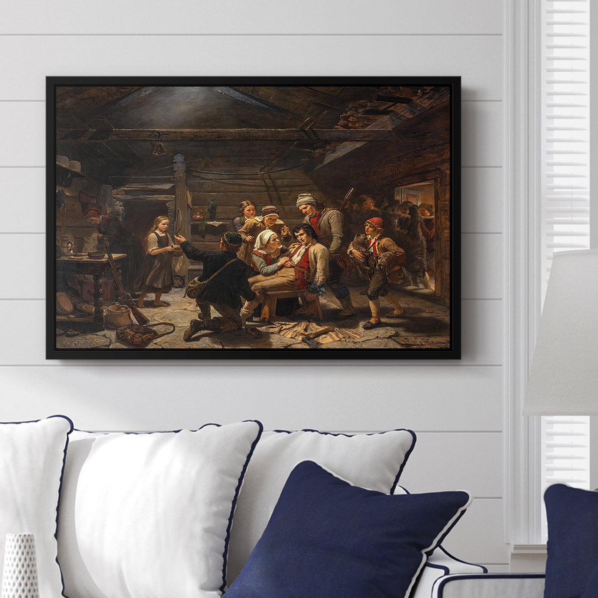 The Return of the Bear Hunter, 1856 - Floater Framed Canvas Print