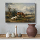 Canvas art print featuring a realistic livestock in rural setting, styled above a decorative console