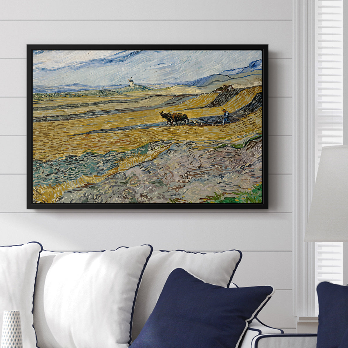 Enclosed Field with Ploughman, 1889 - Floater Framed Canvas Print