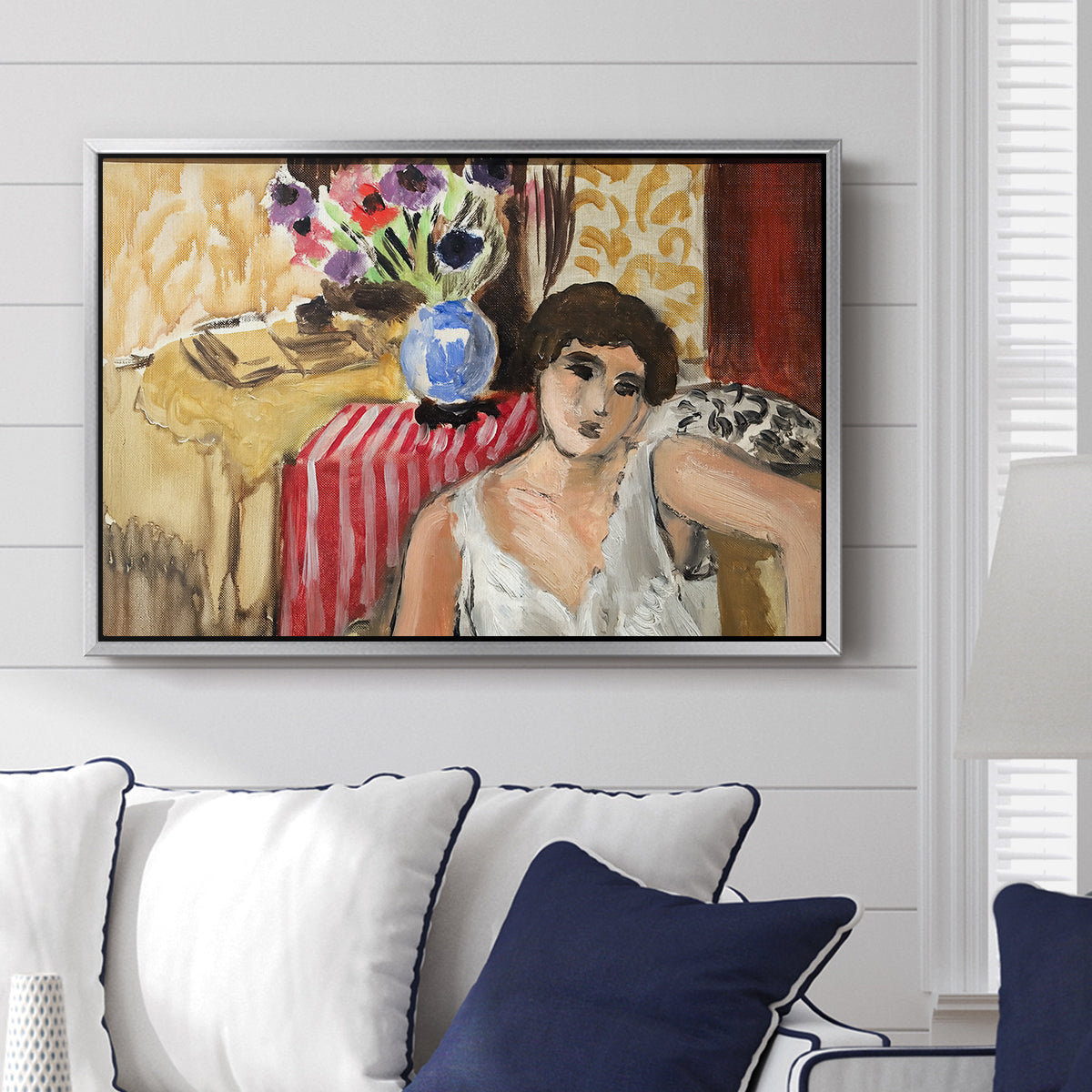 Woman Seated in an Armchair, c. 1920 - Floater Framed Canvas Print
