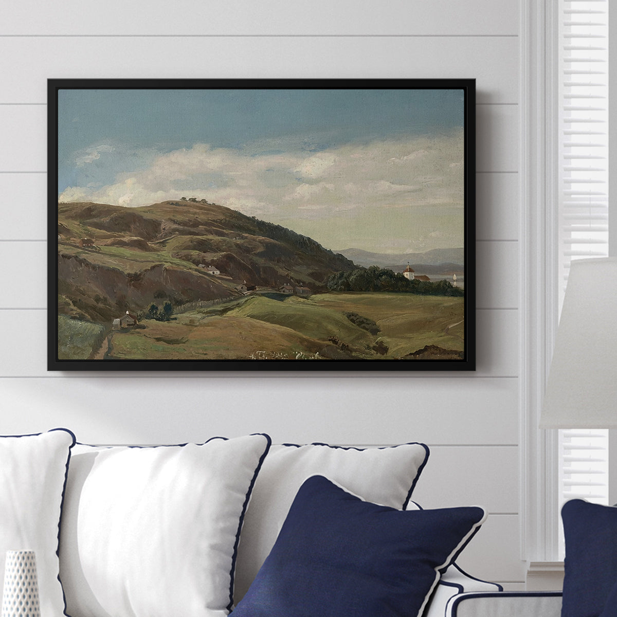 Ekeberg and Oslo Church, 1852 - Floater Framed Canvas Print