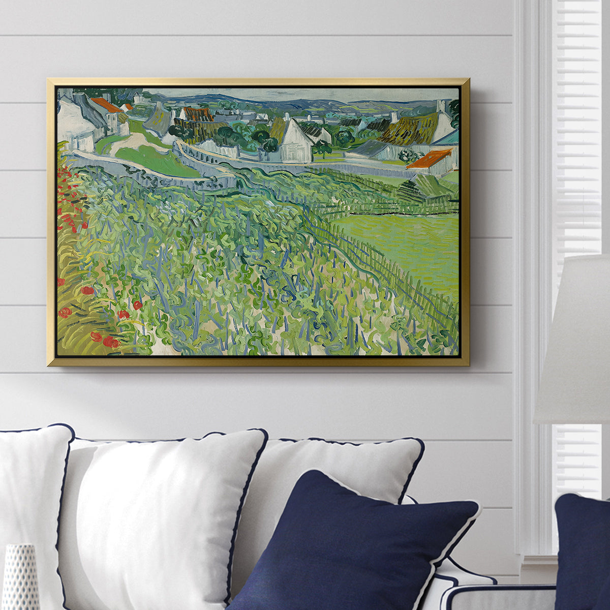 Vineyards at Auvers, 1890 - Floater Framed Canvas Print