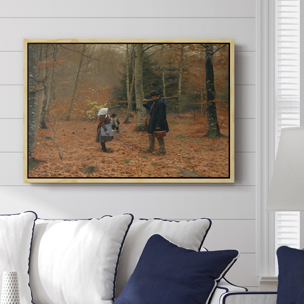 The Woodman and his Children, 1886 - Floater Framed Canvas Print
