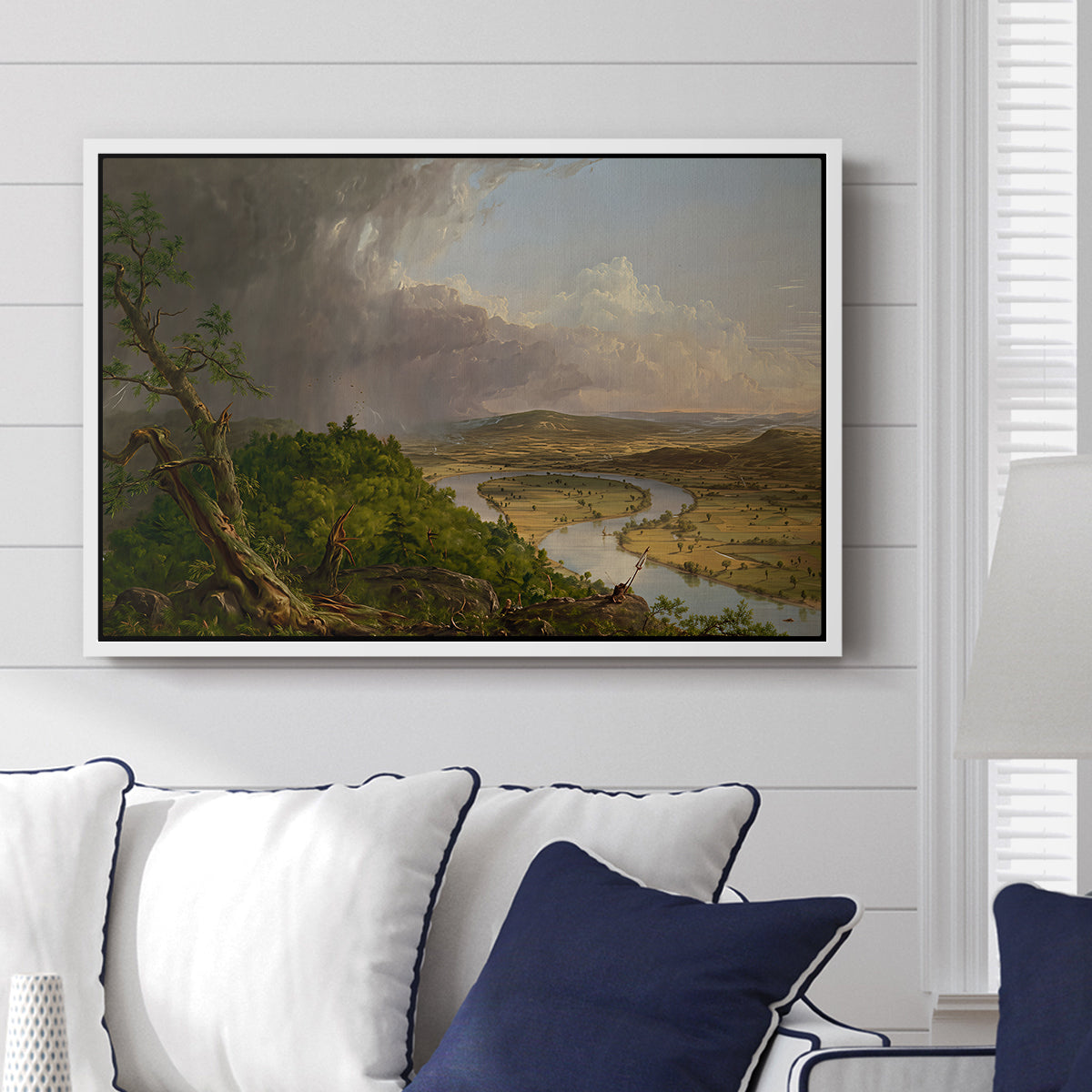 View from Mount Holyoke, Northampton, Massachusetts, after a Thunderstorm (Oxbow), 1836 - Floater Framed Canvas Print