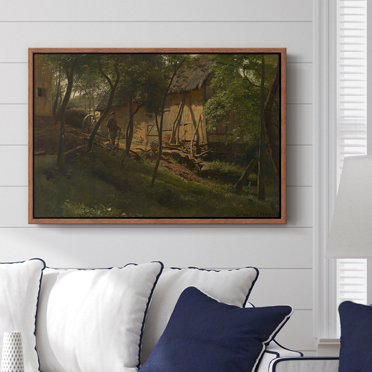 German Farm, 1859 - Floater Framed Canvas Print