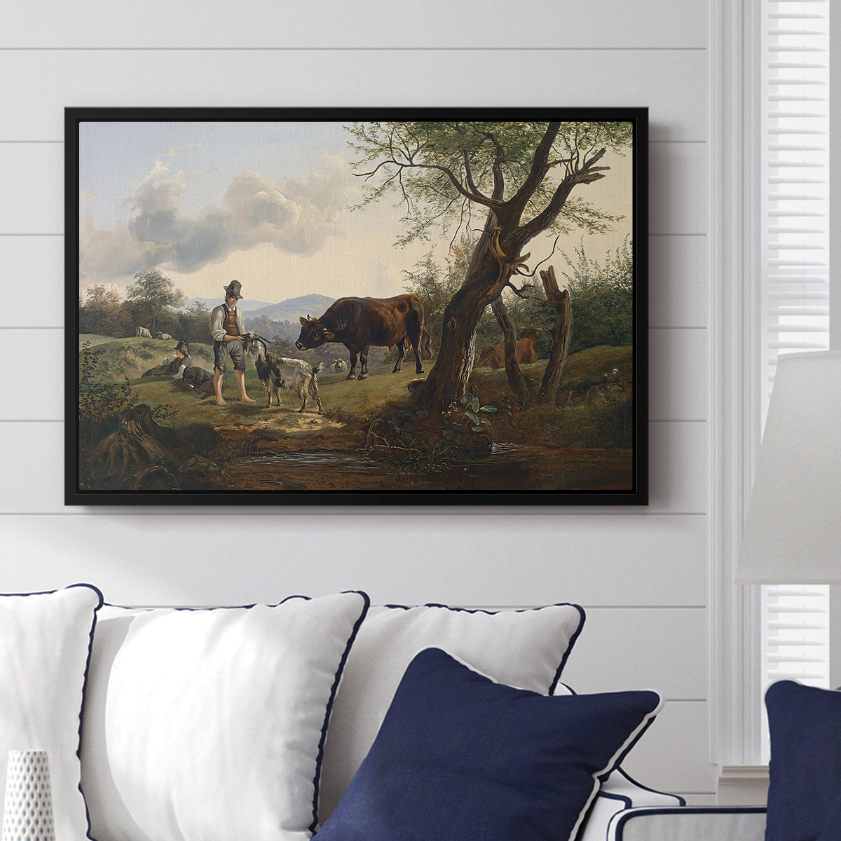 Shepherd with Billy Goat, c. 1830 - Floater Framed Canvas Print