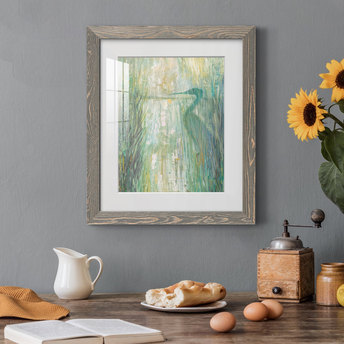 Morning Egret II - Premium Framed Print - Distressed Barnwood Frame - Ready to Hang