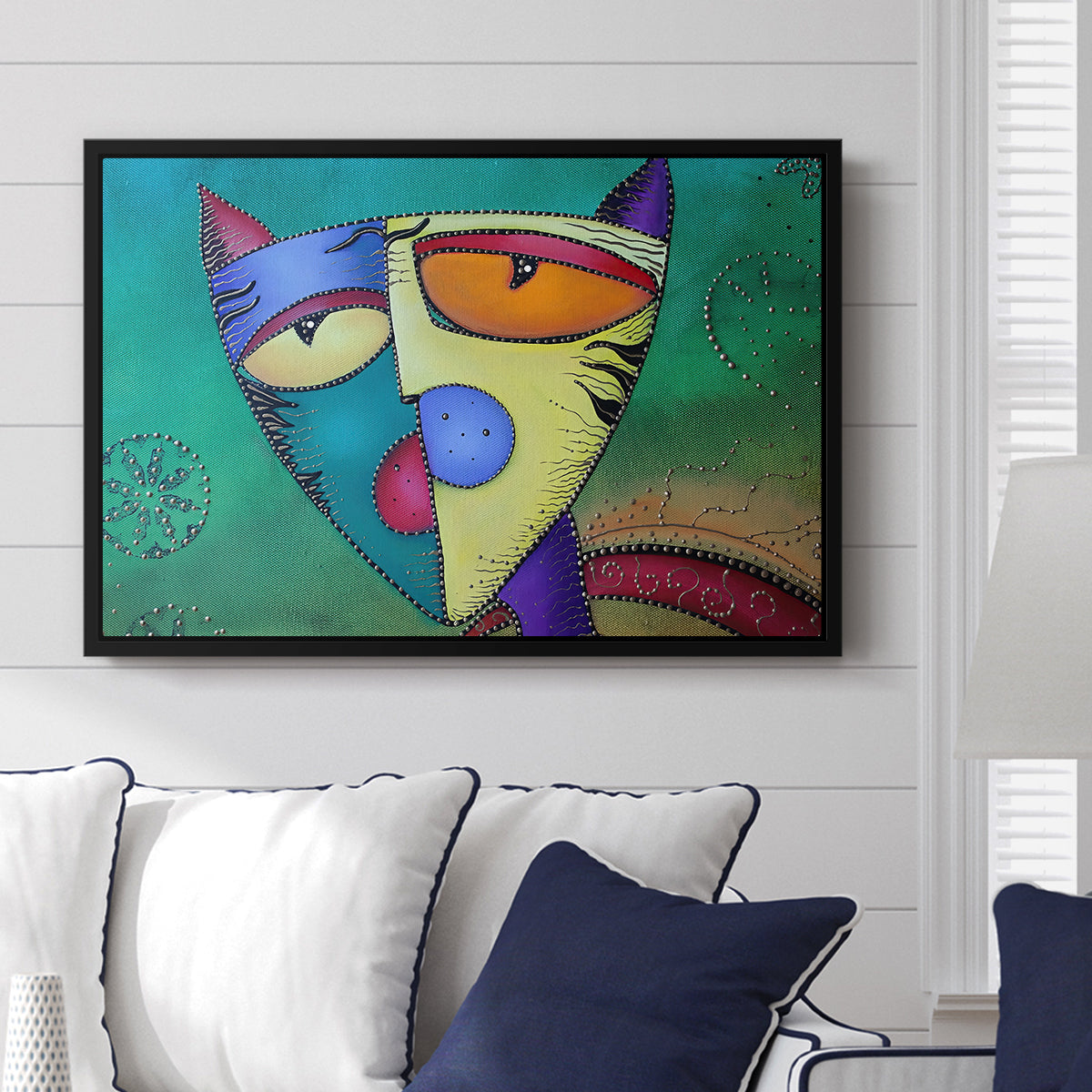 Celestial Cat - Floater Framed Canvas Print