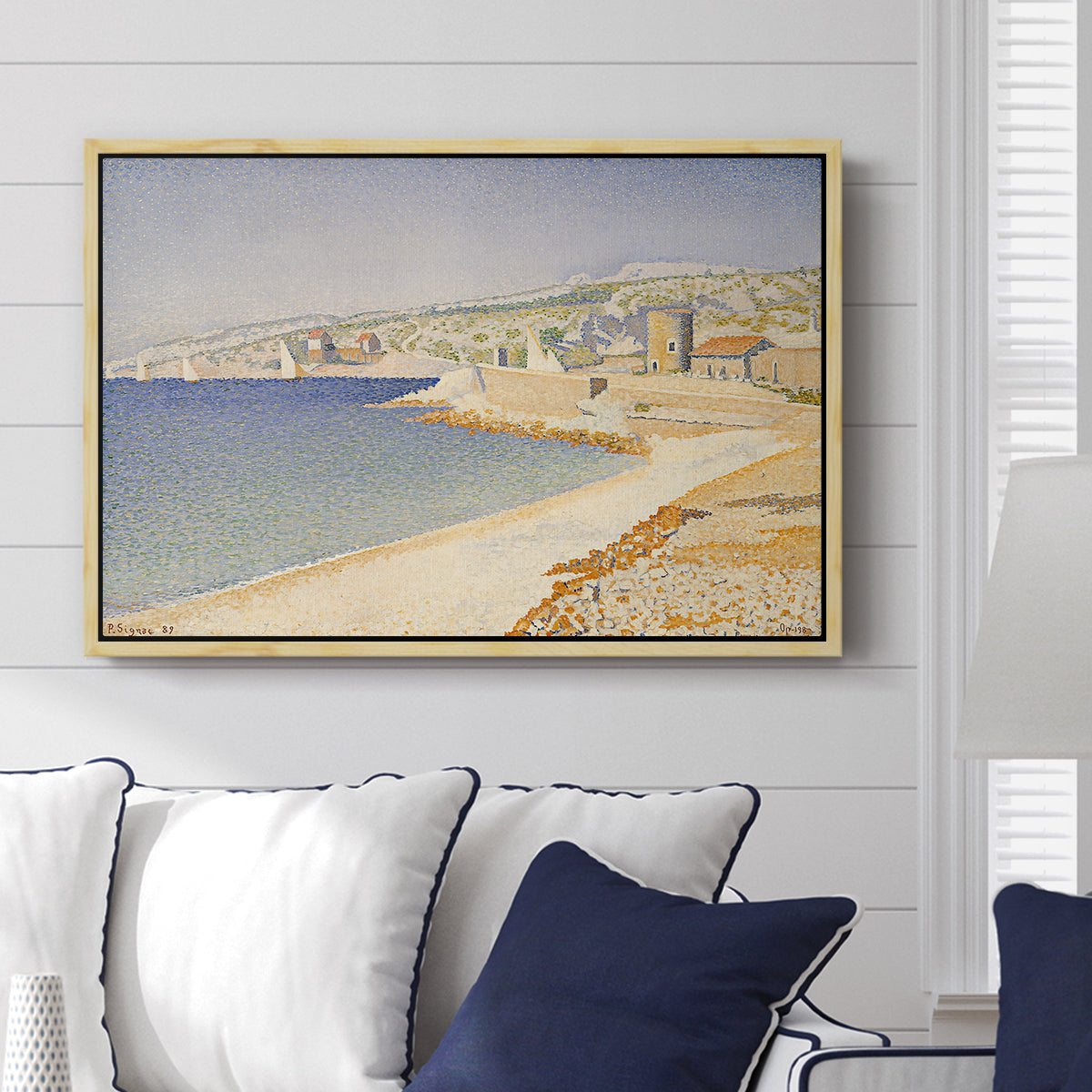 The Jetty at Cassis, Opus 198, 1889 - Floater Framed Canvas Print