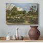 Canvas art print featuring a natural scene with cultivated plants and tranquil atmosphere, styled above a decorative console