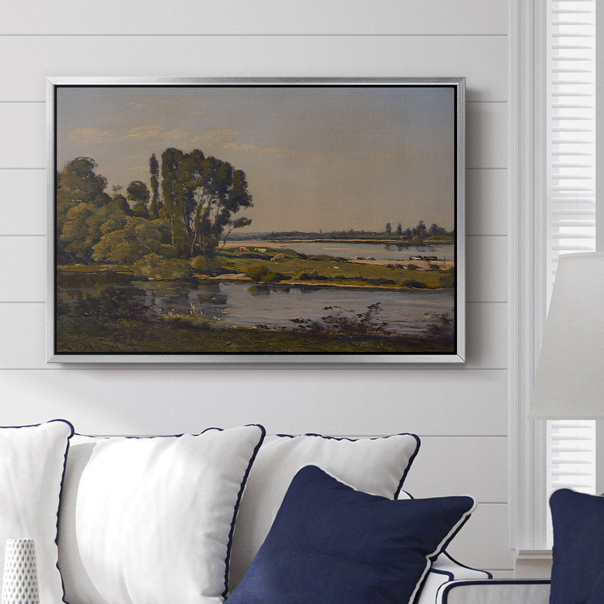 Landscape with a River, 1892 - Floater Framed Canvas Print