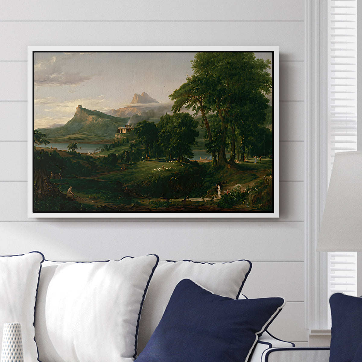 The Course of Empire: The Arcadian or Pastoral State, 1834 - Floater Framed Canvas Print