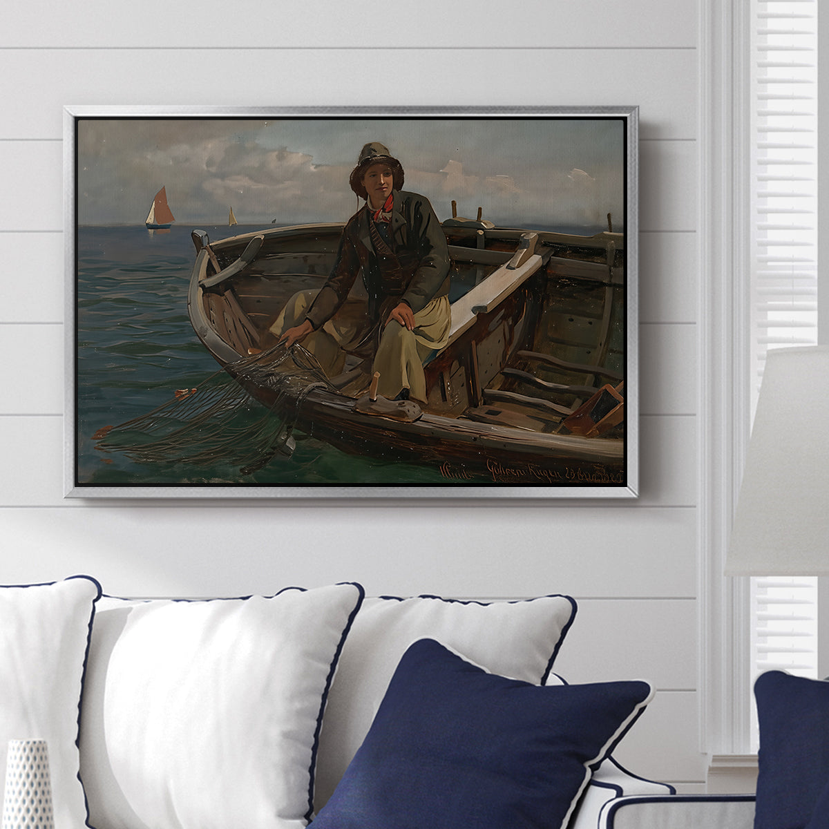 Fishermen from Rügen, 1882 - Floater Framed Canvas Print