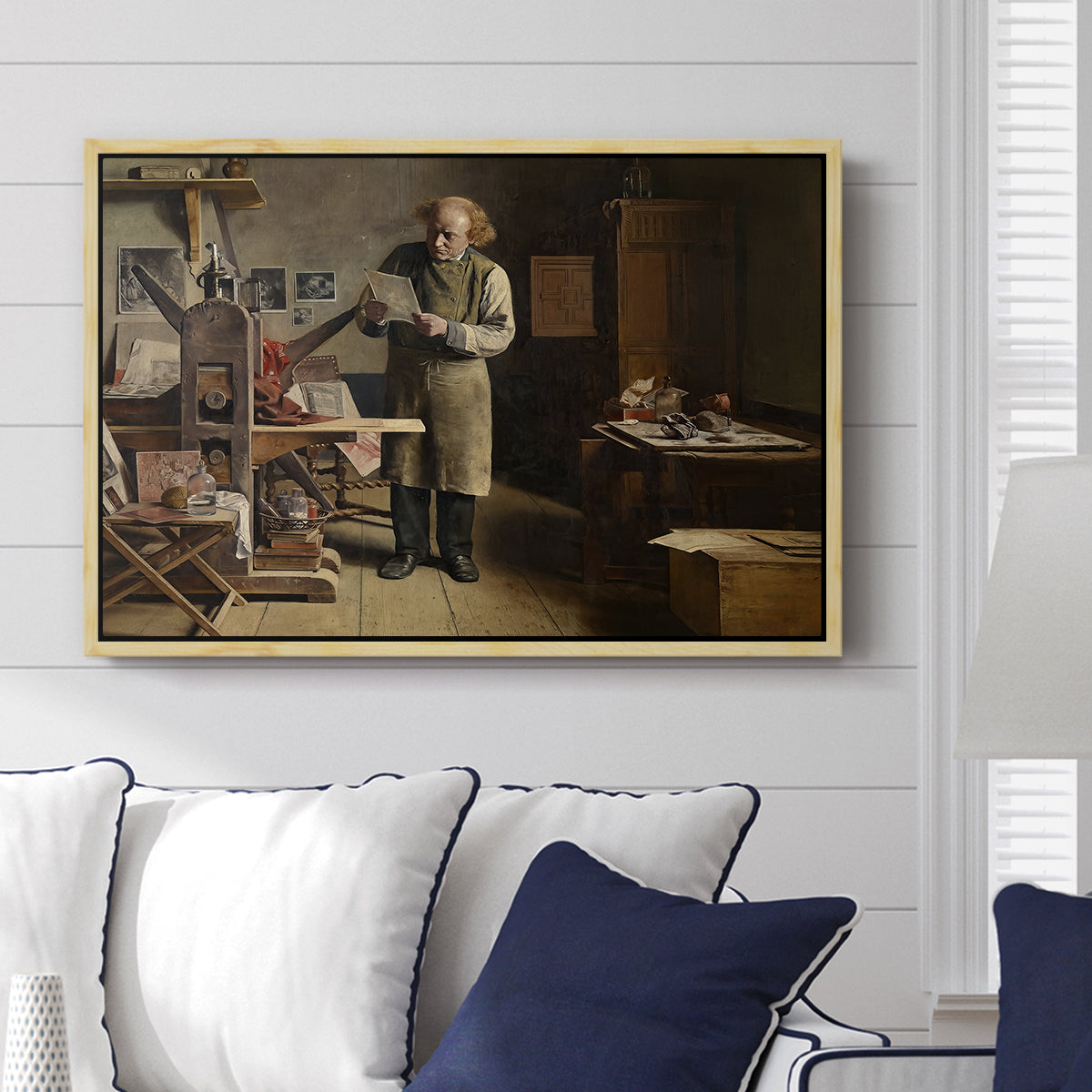 The Plate Printer, 1875 - Floater Framed Canvas Print