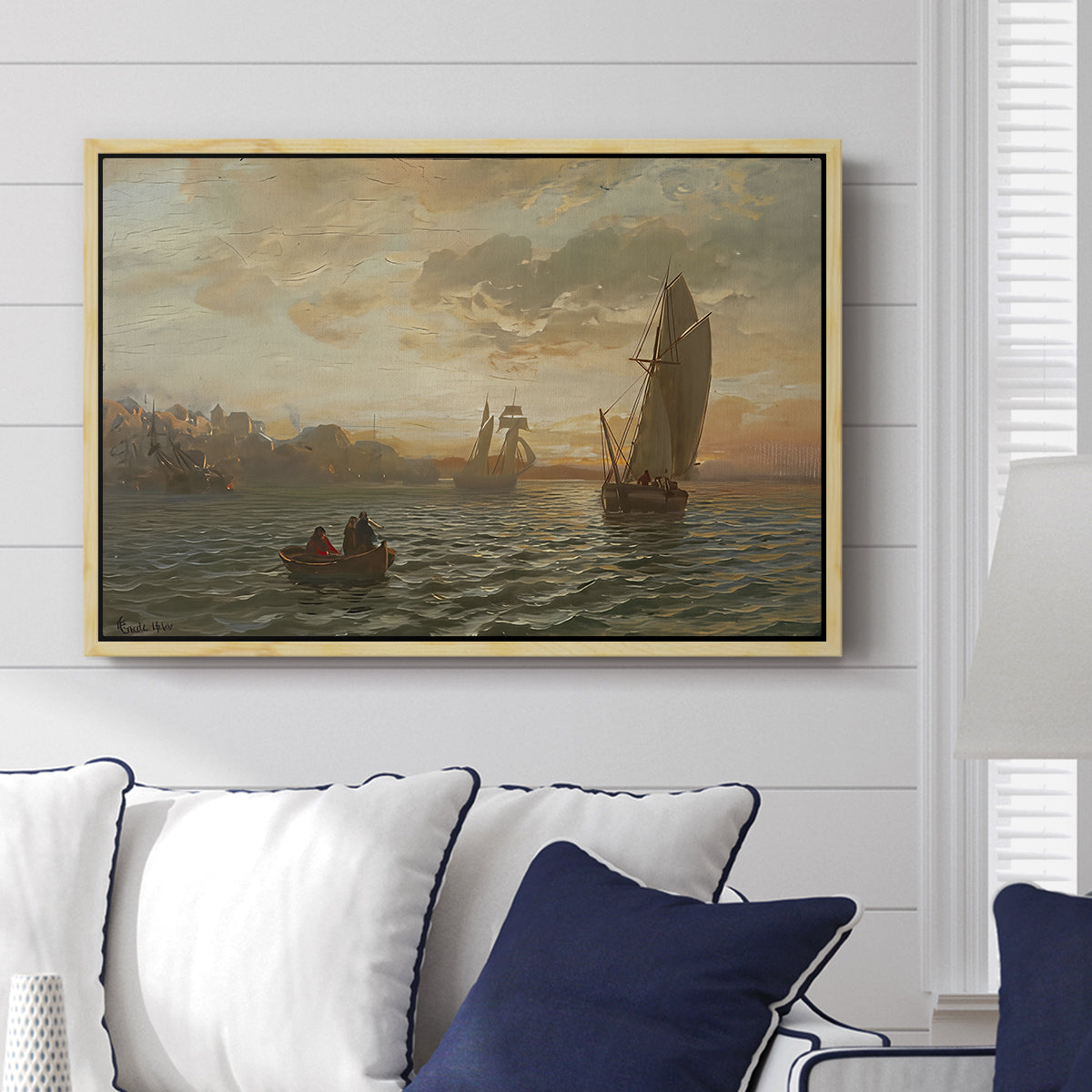 View from the Oslofjord, 1866 - Floater Framed Canvas Print