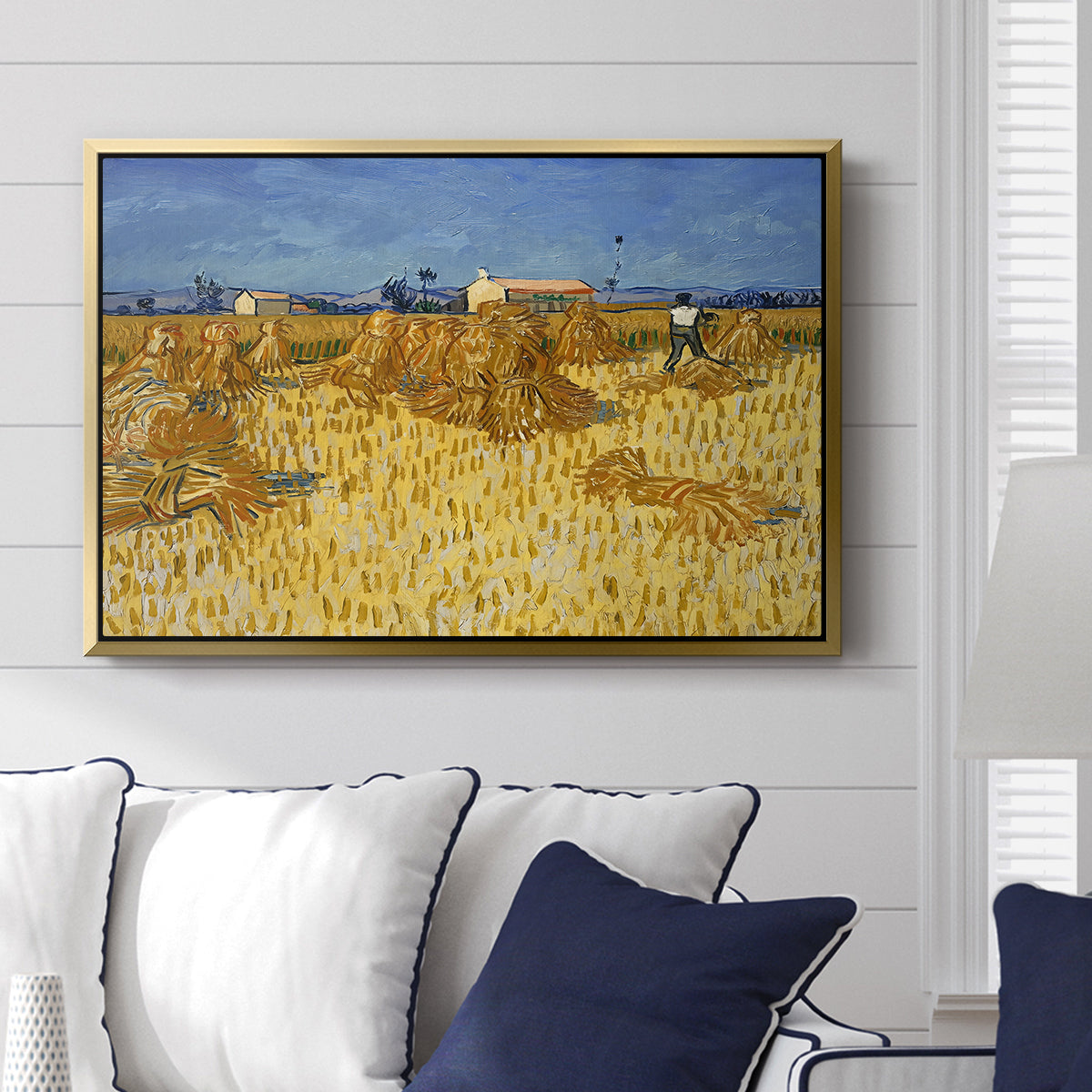 Wheat Field with Sheaves (Harvest in Provence), 1888 - Floater Framed Canvas Print