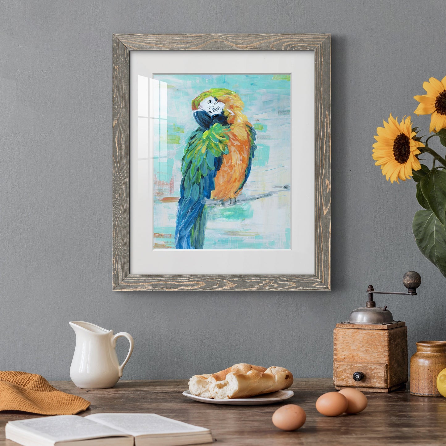 Island Parrot II - Premium Framed Print - Distressed Barnwood Frame - Ready to Hang