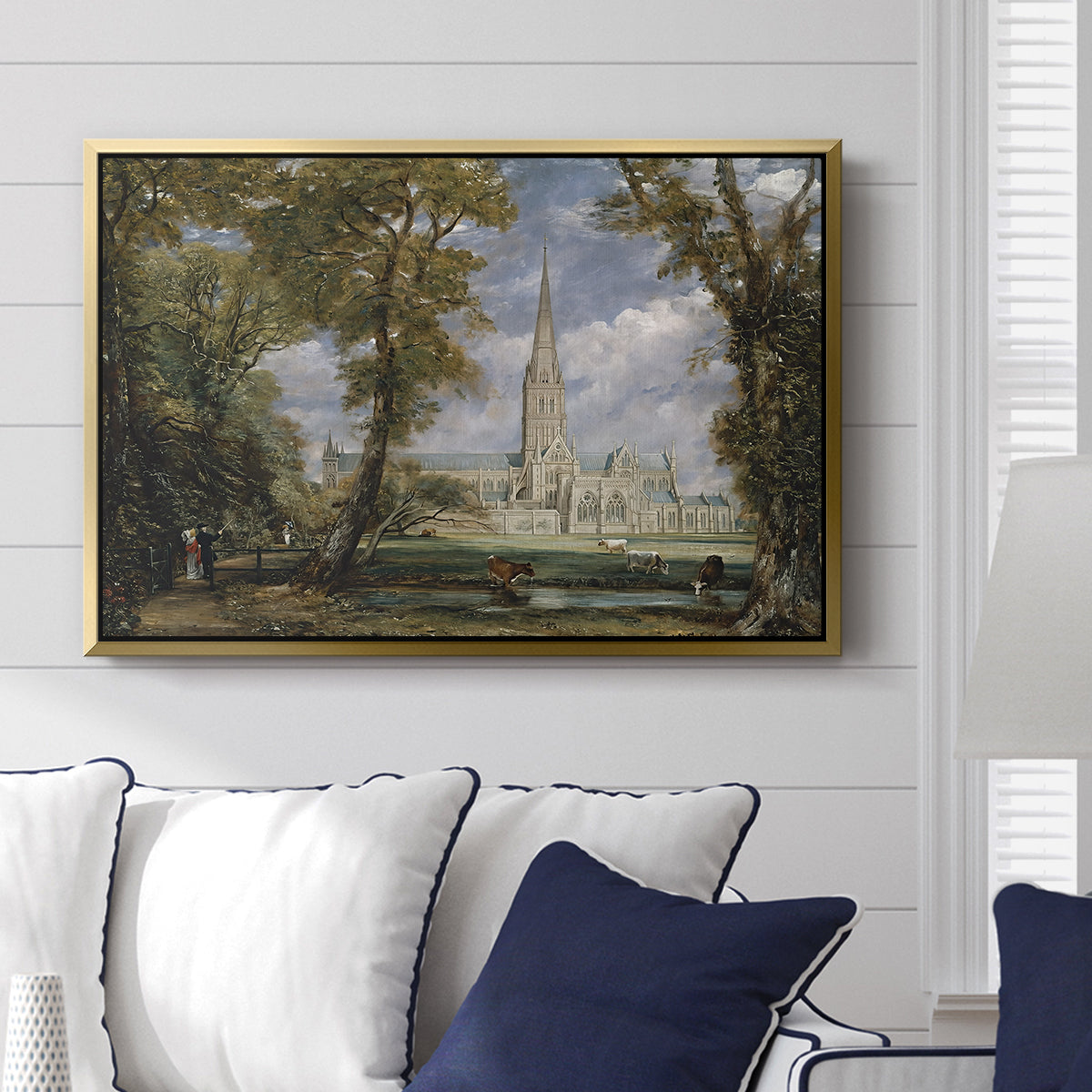 Salisbury Cathedral from the Bishop's Grounds, c. 1825 - Floater Framed Canvas Print