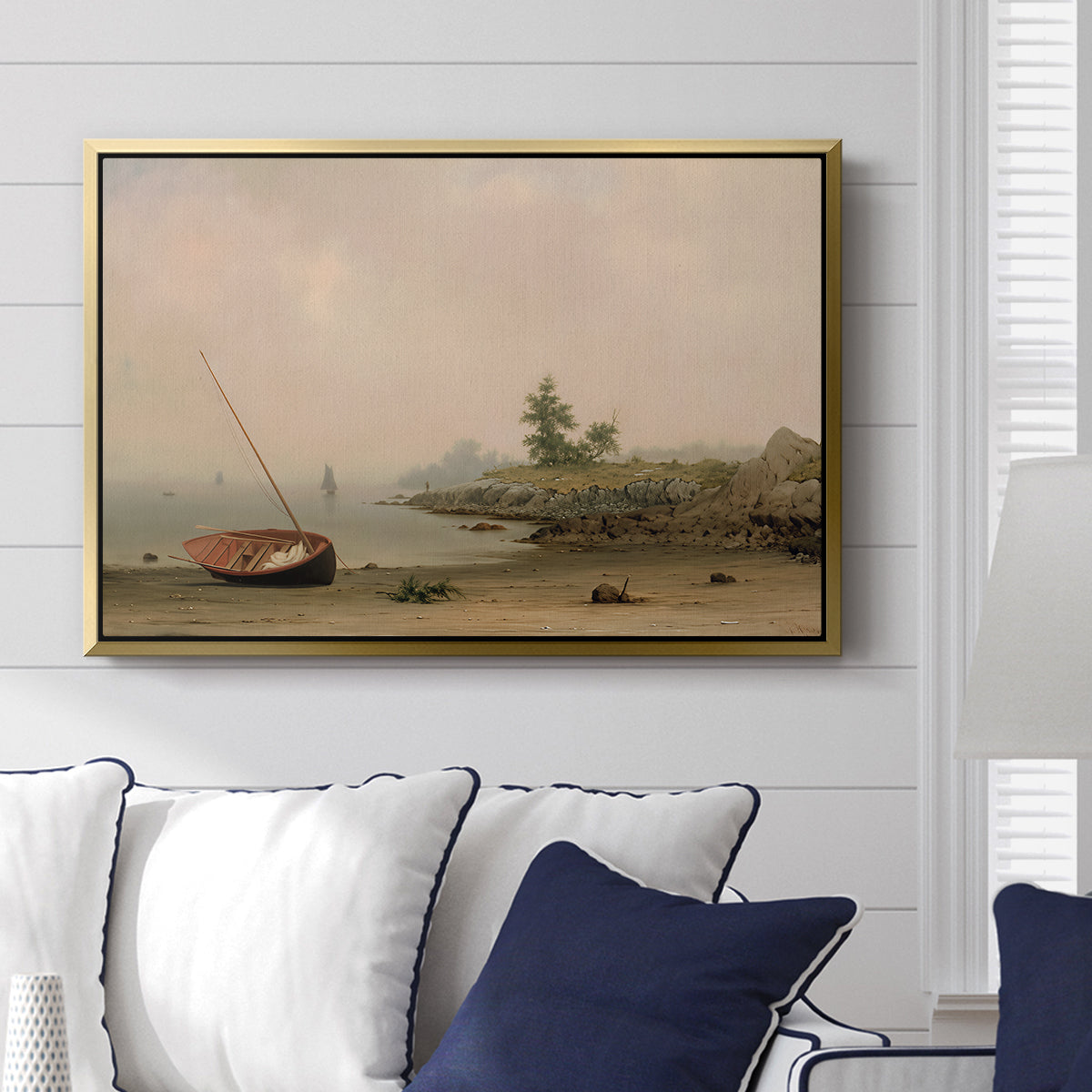 The Stranded Boat, 1863 - Floater Framed Canvas Print