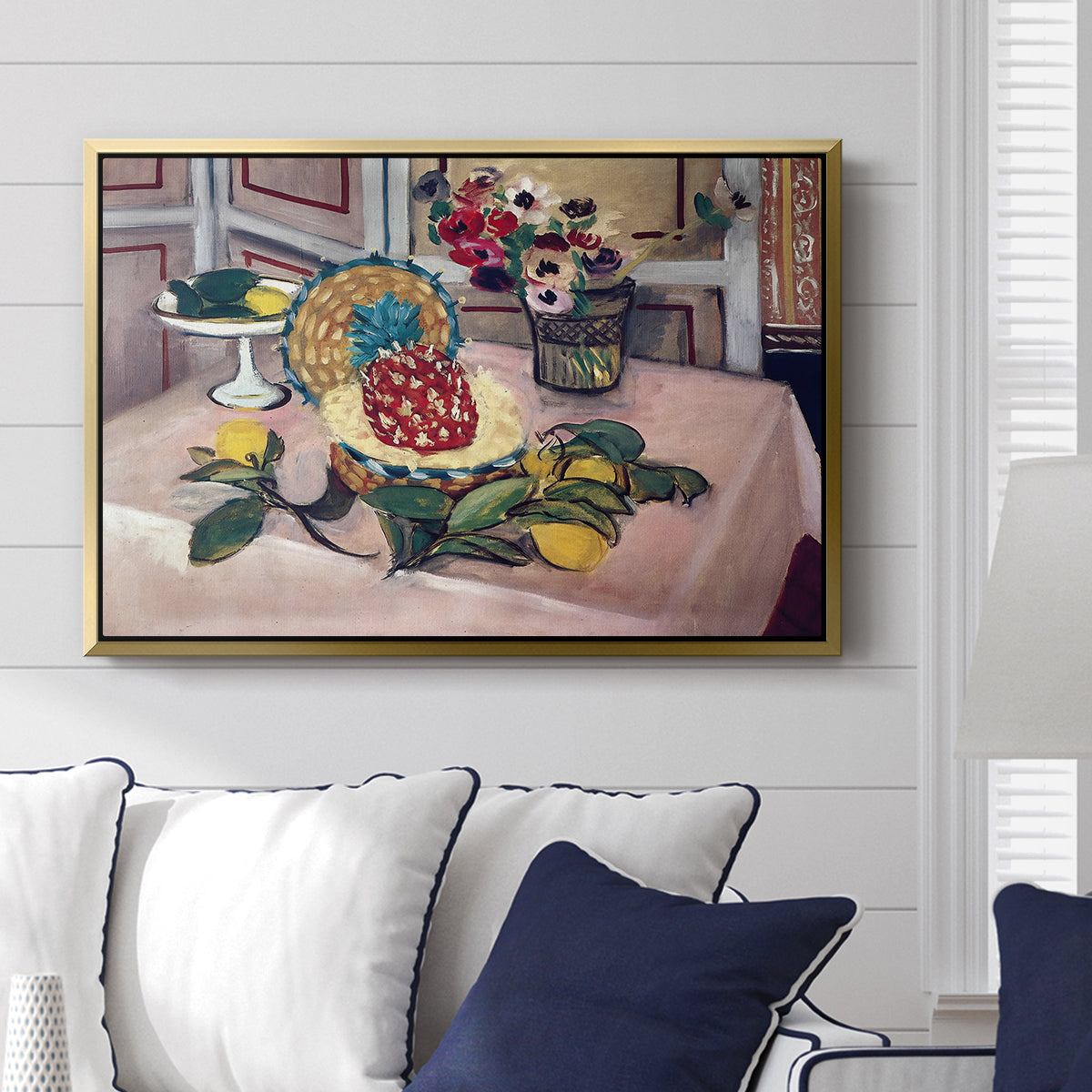 Still Life with Pineapple and Lemons, 1925 - Floater Framed Canvas Print