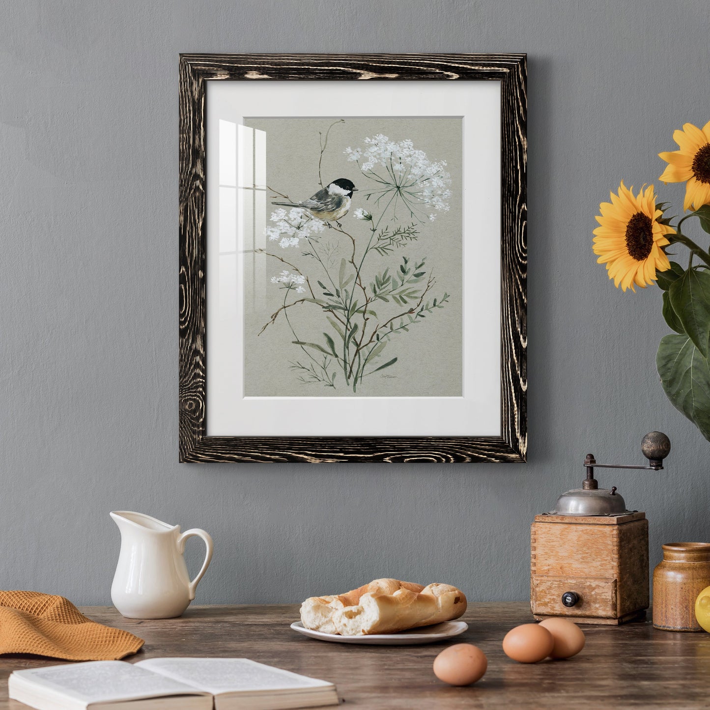 Bouquet of Grace Bird I - Barnwood Framed Art Print
