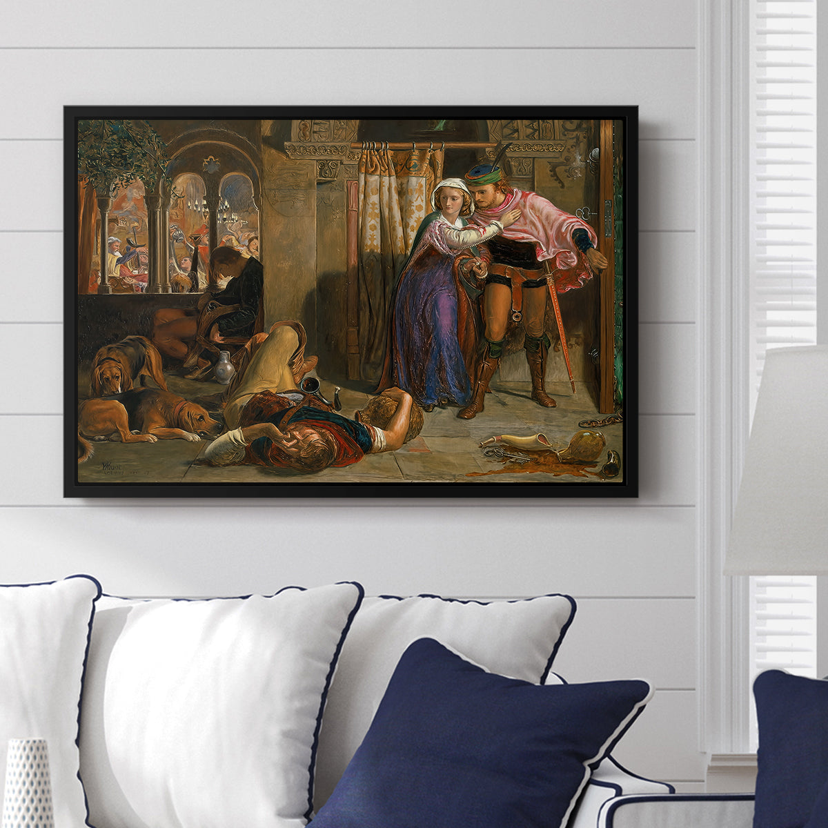 The Flight of Madeline and Porphyro, 1848 - Floater Framed Canvas Print