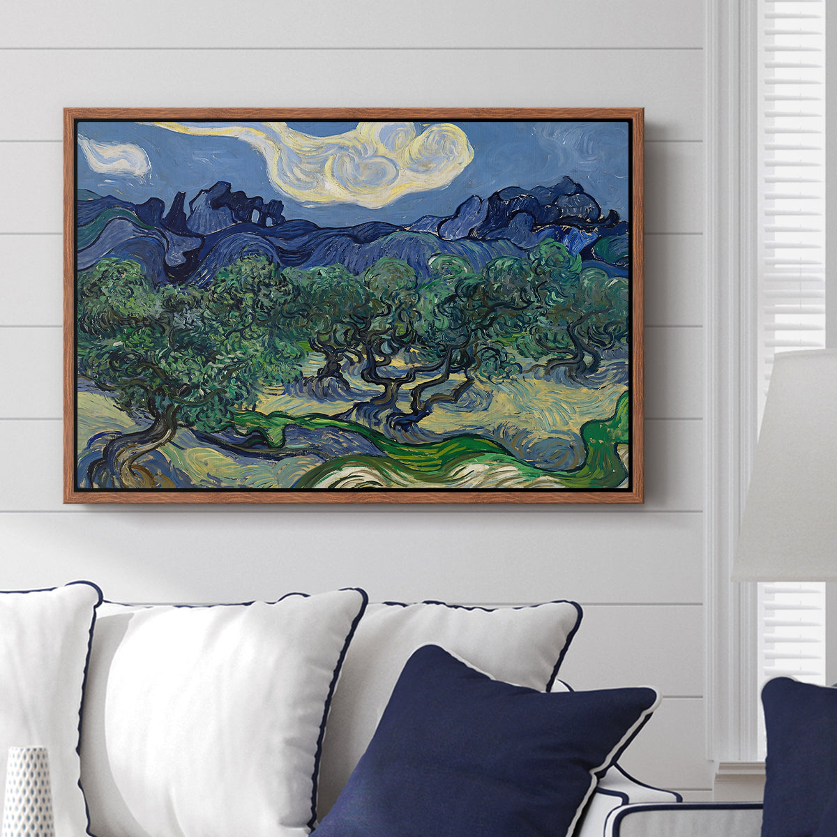 Olive Trees with the Alpilles in the Background, 1889 - Floater Framed Canvas Print