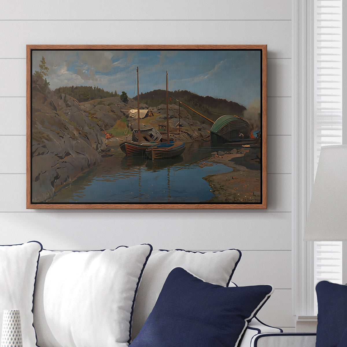 Pilotboats, 1875 - Floater Framed Canvas Print
