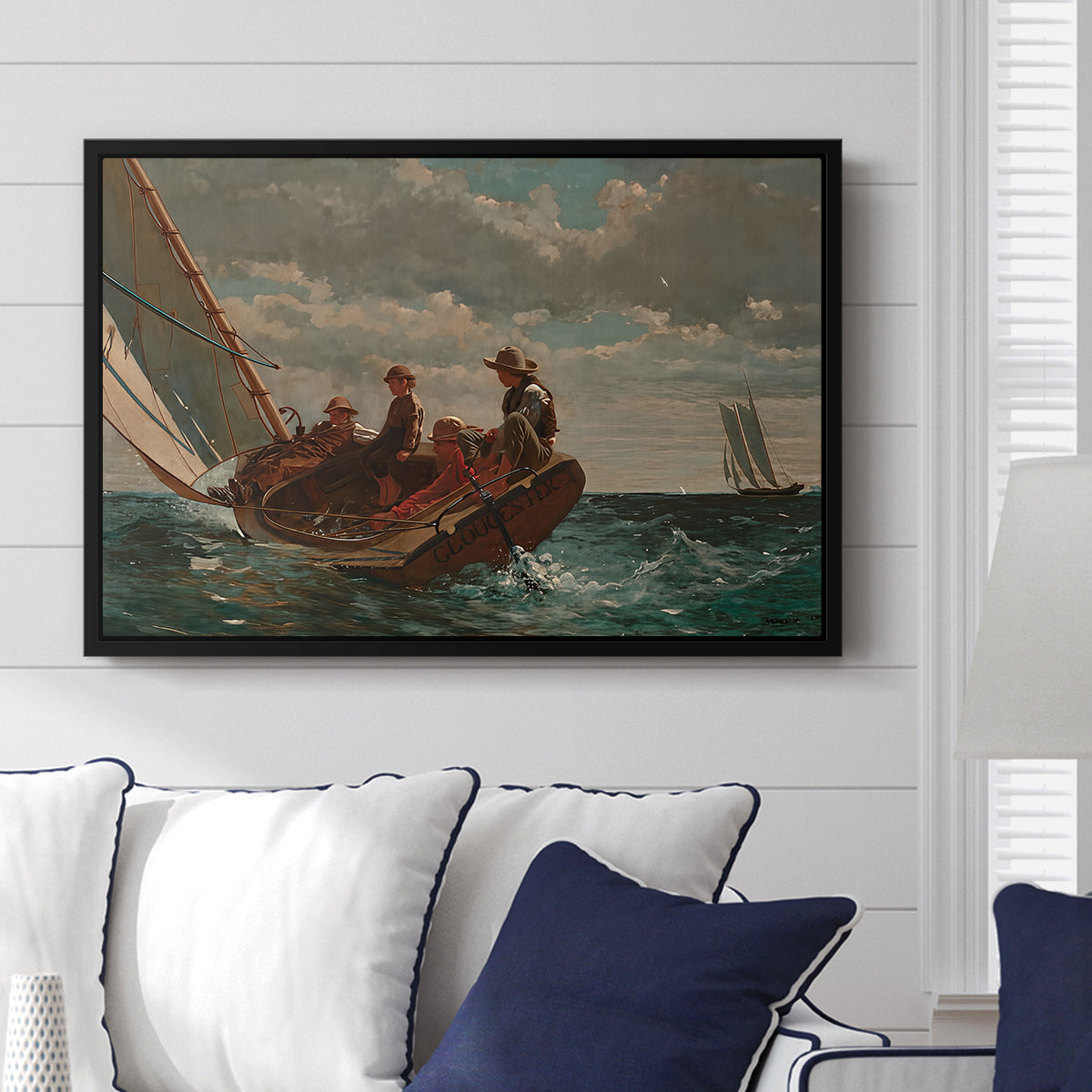 Breezing Up (A Fair Wind), 1873-1876 - Floater Framed Canvas Print