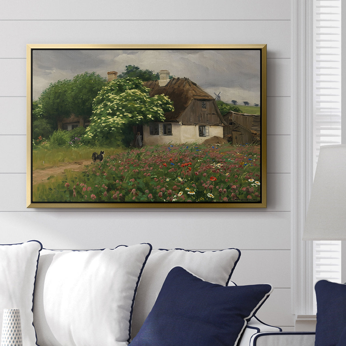 Farmhouse with Meadow Flowers, 1909 - Floater Framed Canvas Print
