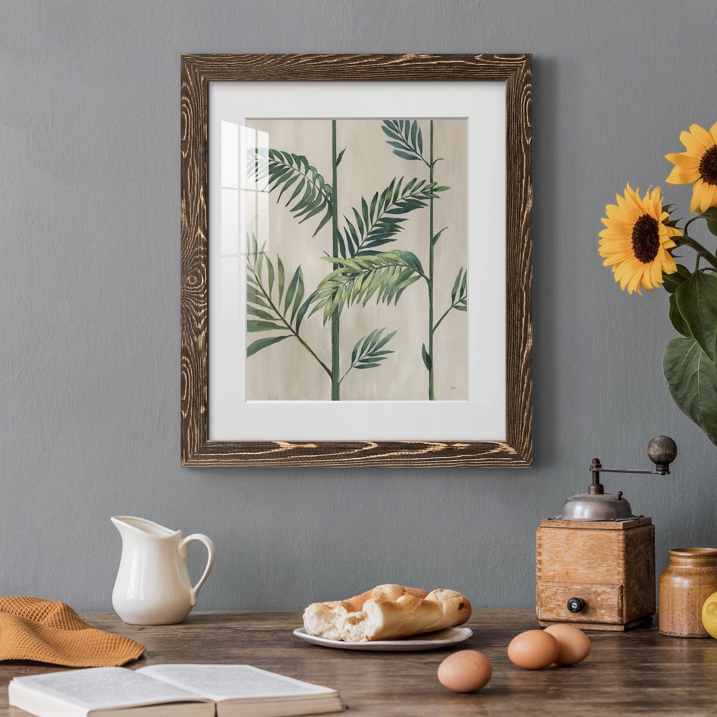 Modern Fronds II - Premium Framed Print - Distressed Barnwood Frame - Ready to Hang