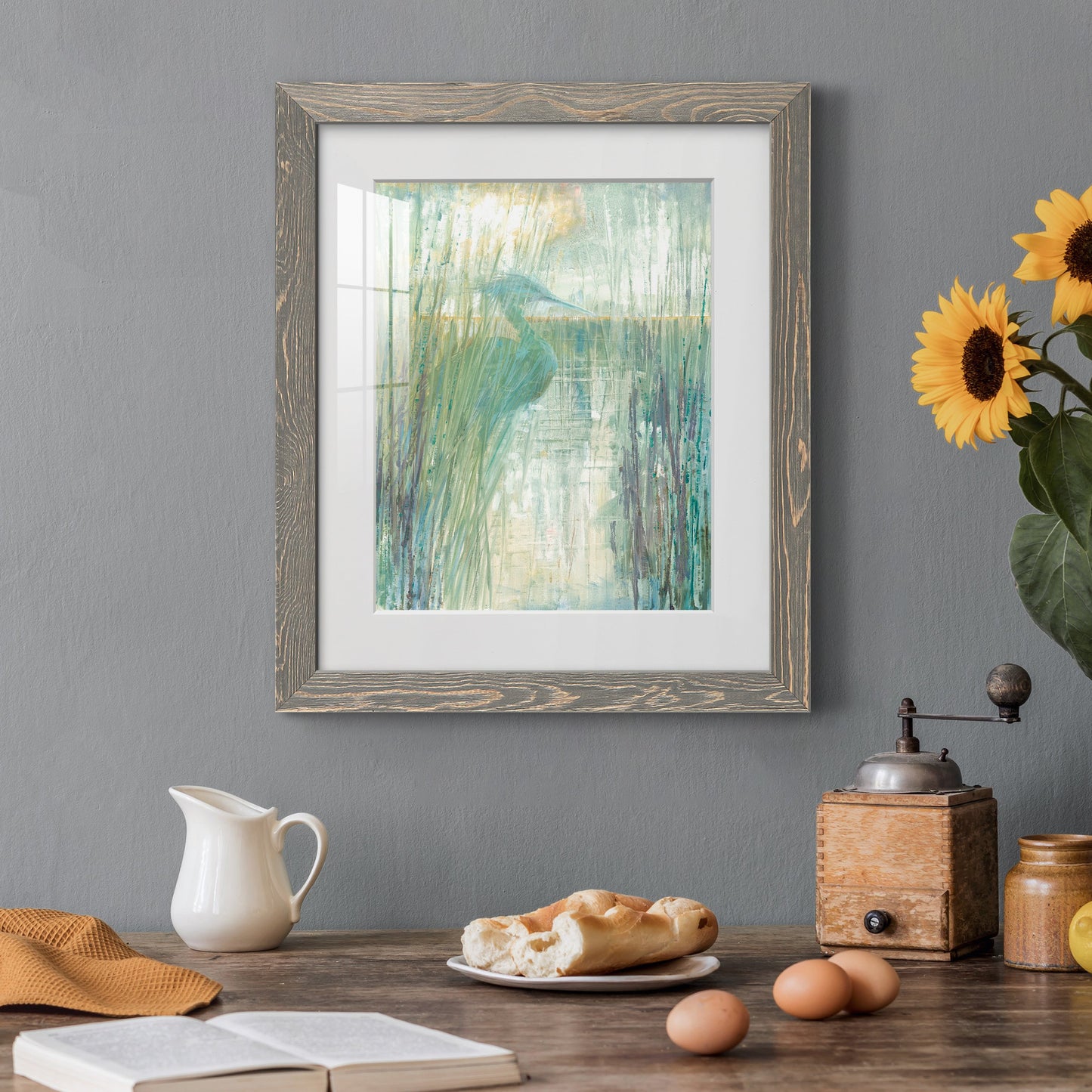 Morning Egret I - Premium Framed Print - Distressed Barnwood Frame - Ready to Hang