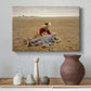 Canvas art print featuring a realistic depiction of fatigue and hardship in countryside, styled above a decorative console
