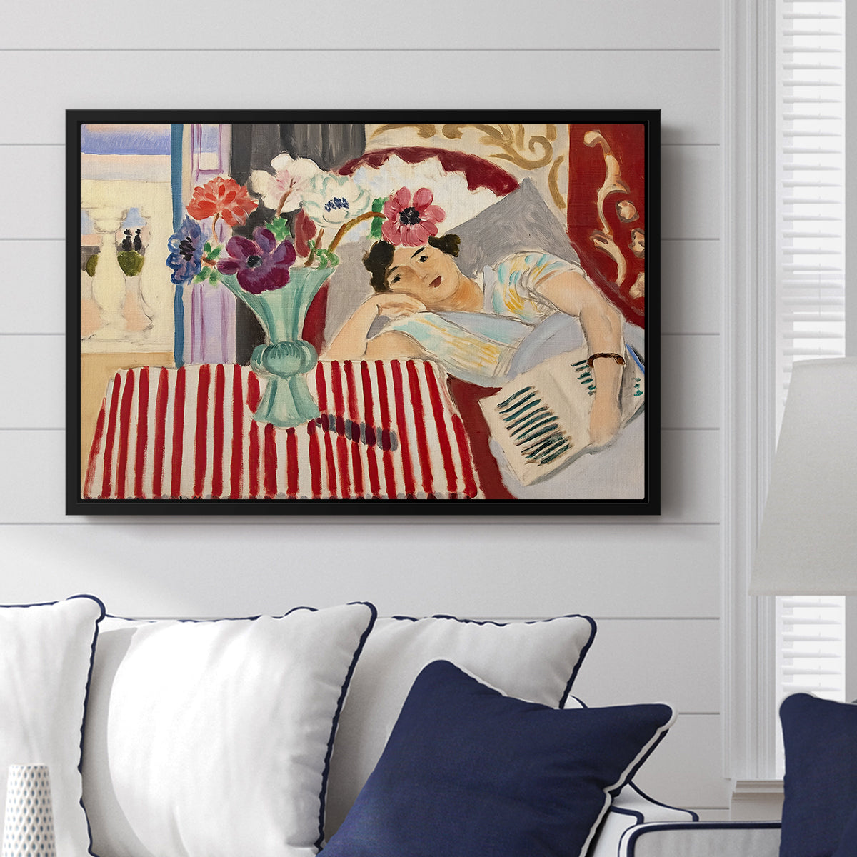 Woman with Anemones (Femme et anémones), c. 1920-1921 - Floater Framed Canvas Print