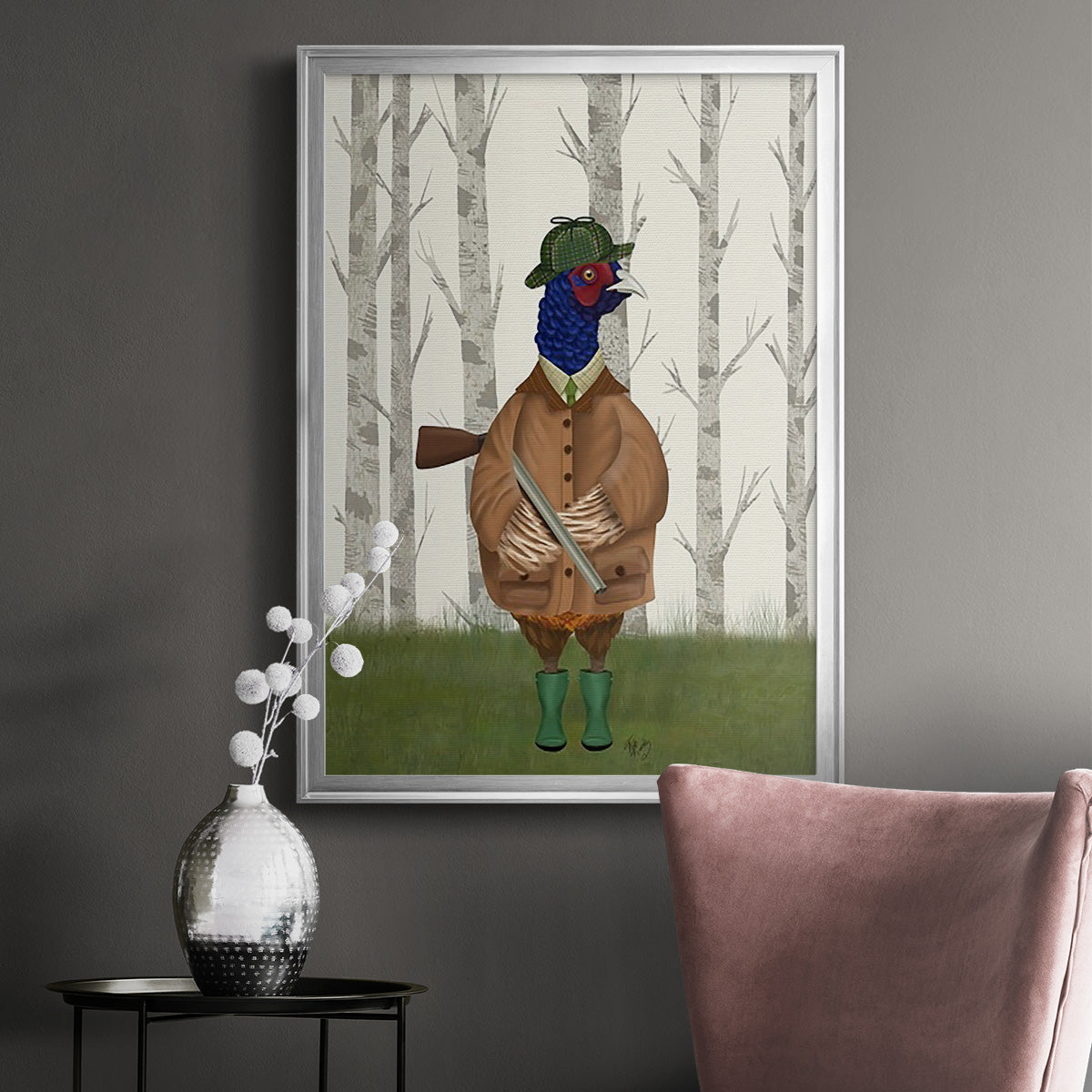 Pheasant Shooting Party 3 - Modern Framed Canvas Print