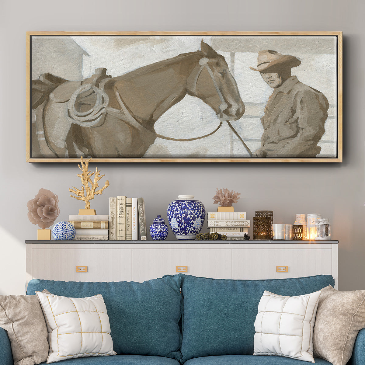 Work Friends I - Floater Framed Canvas Print