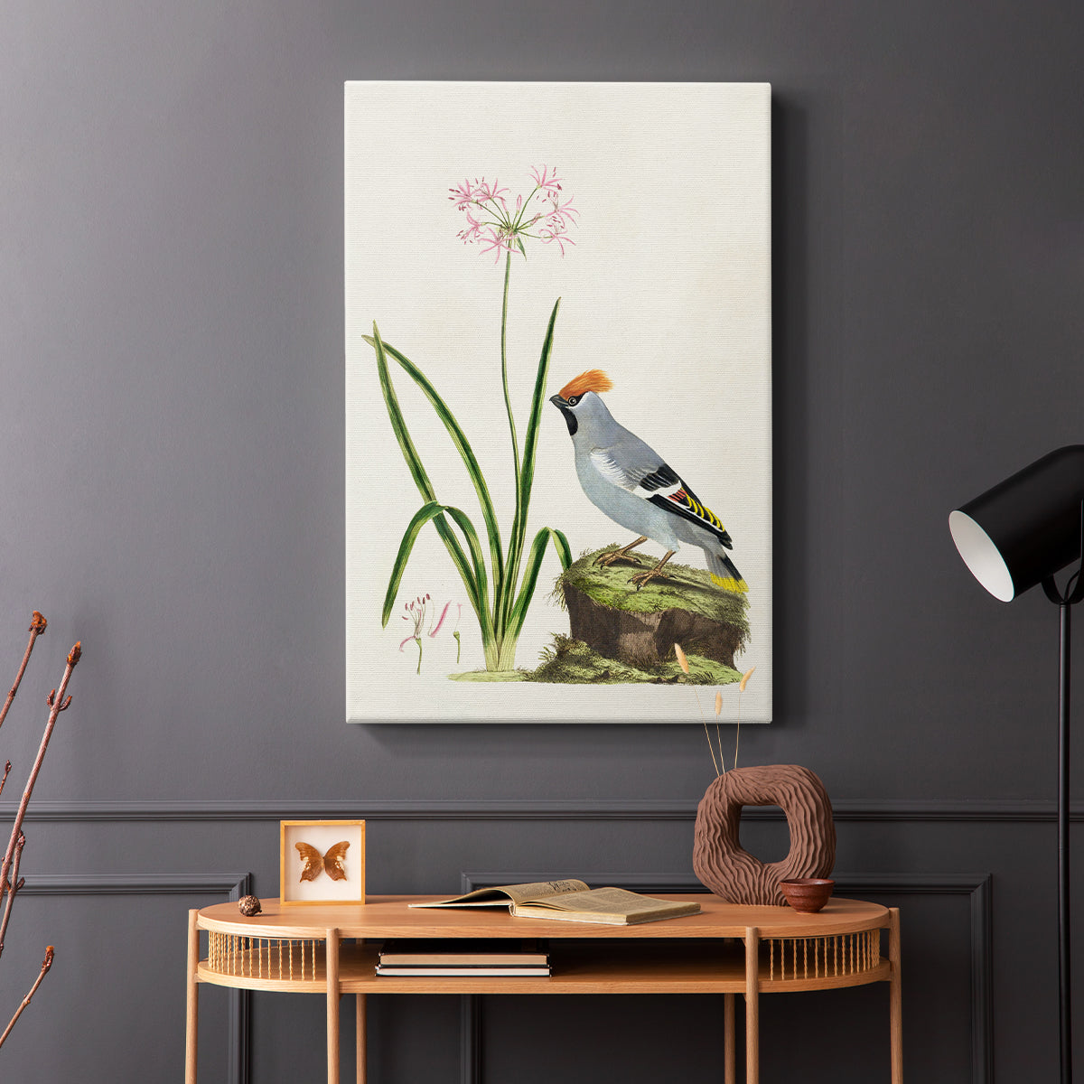 Amaryllis, Lily, and Waxwing, 1796 - Canvas Art Print