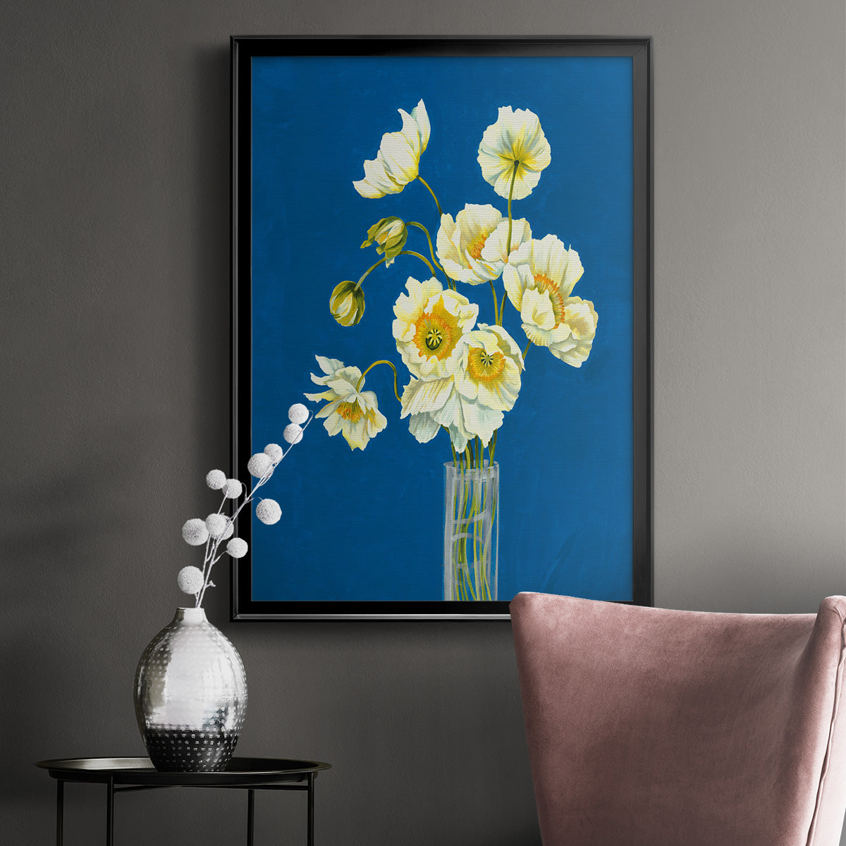 Ice Poppies - Modern Framed Canvas Print