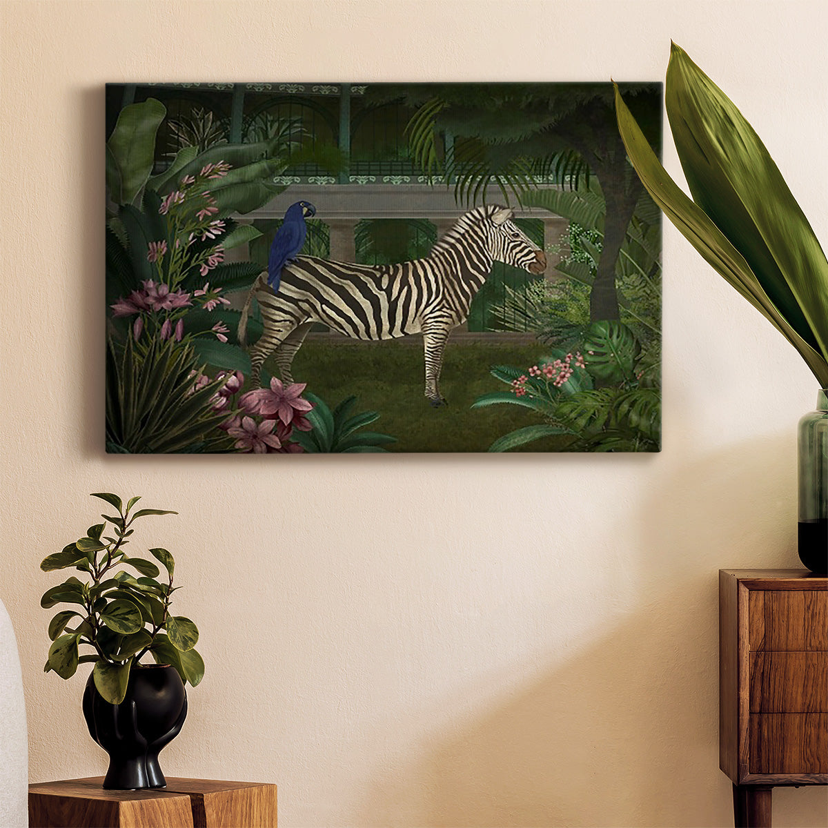 Zebra In Conservatory Premium Gallery Wrapped Canvas - Ready to Hang