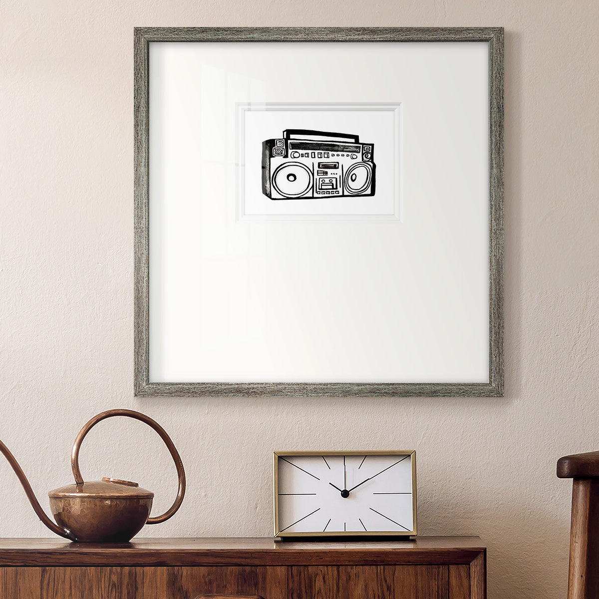 Boombox Sketch Premium Framed Print Double Matboard