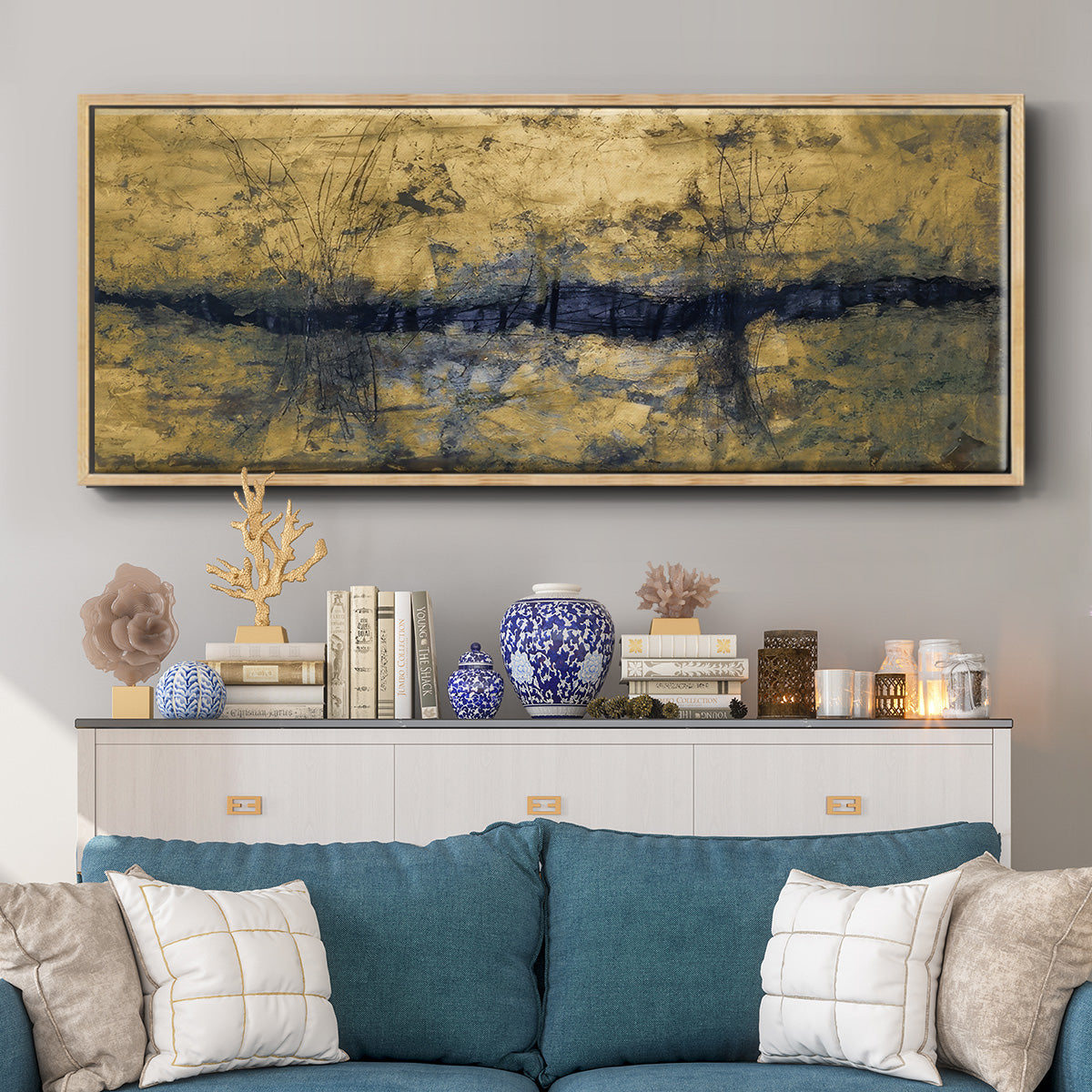 Etched Gold - Floater Framed Canvas Print