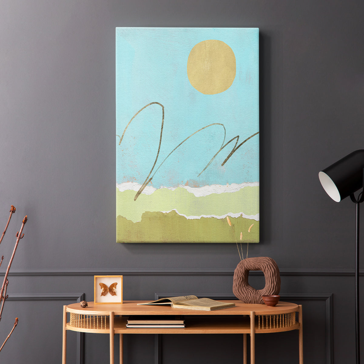 Green and Gold Pieced Landscape II - Canvas Art Print