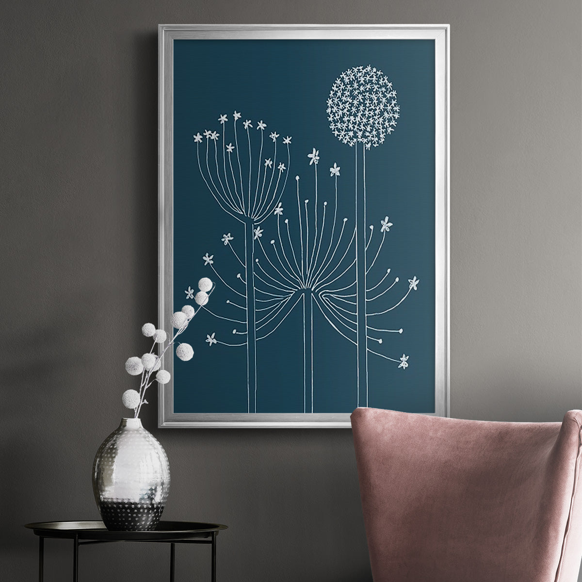 Graphic Alliums II - Modern Framed Canvas Print