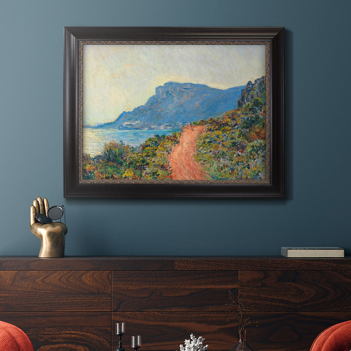 Affiche La Corniche près de Monaco Peinture - Ornate Framed Canvas Print